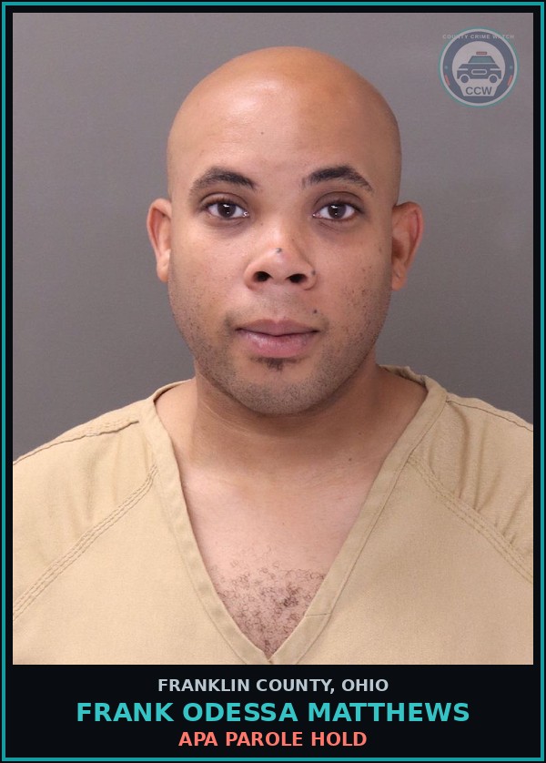 Booking mugshot of Frank Odessa Matthews in Franklin County