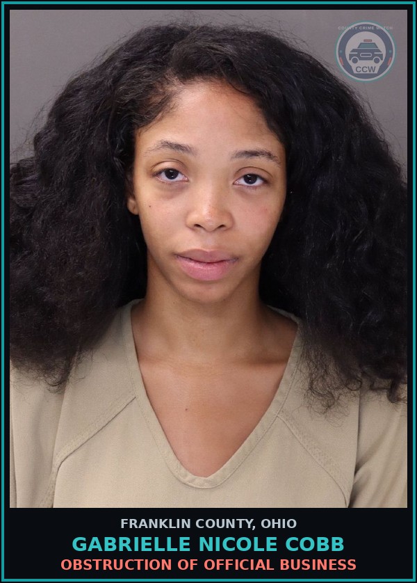 Booking mugshot of Gabrielle Nicole Cobb in Franklin County