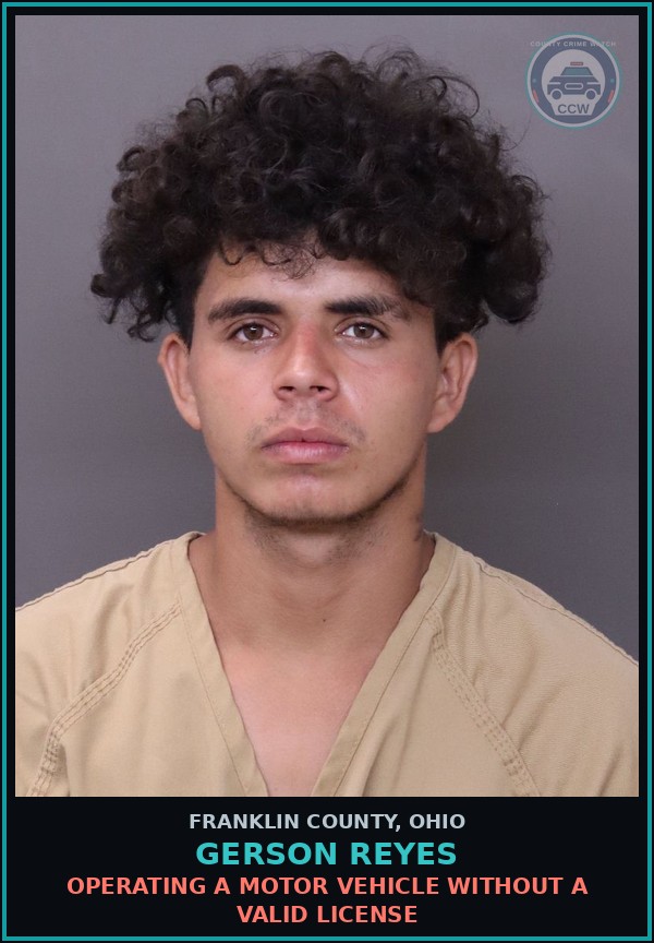 Booking mugshot of Gerson Reyes in Franklin County