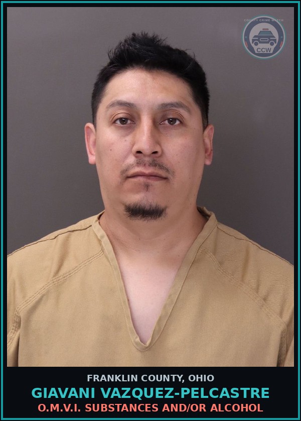 Booking mugshot of Giavani Vazquez-Pelcastre in Franklin County