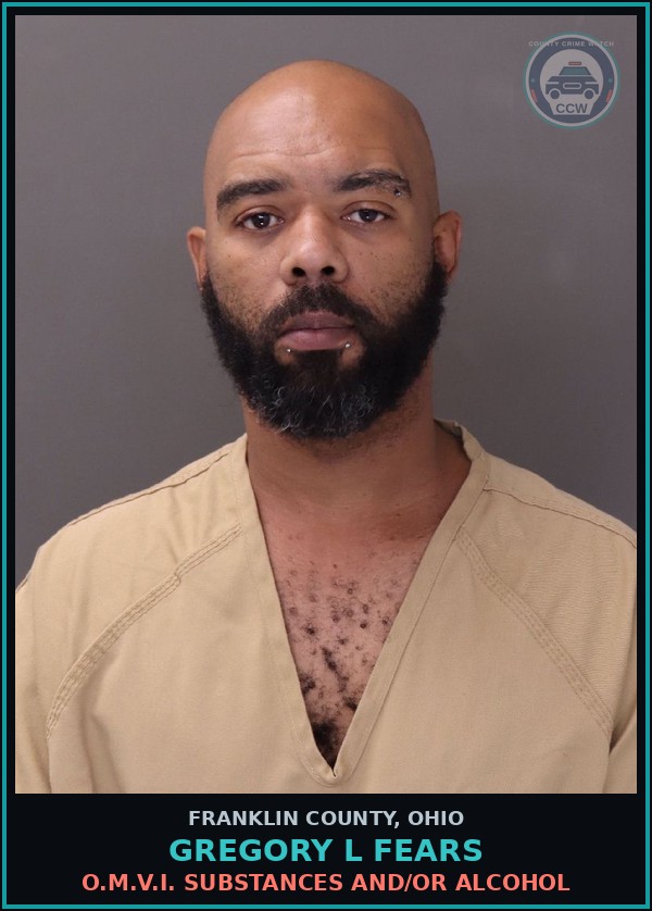 Booking mugshot of Gregory L Fears in Franklin County