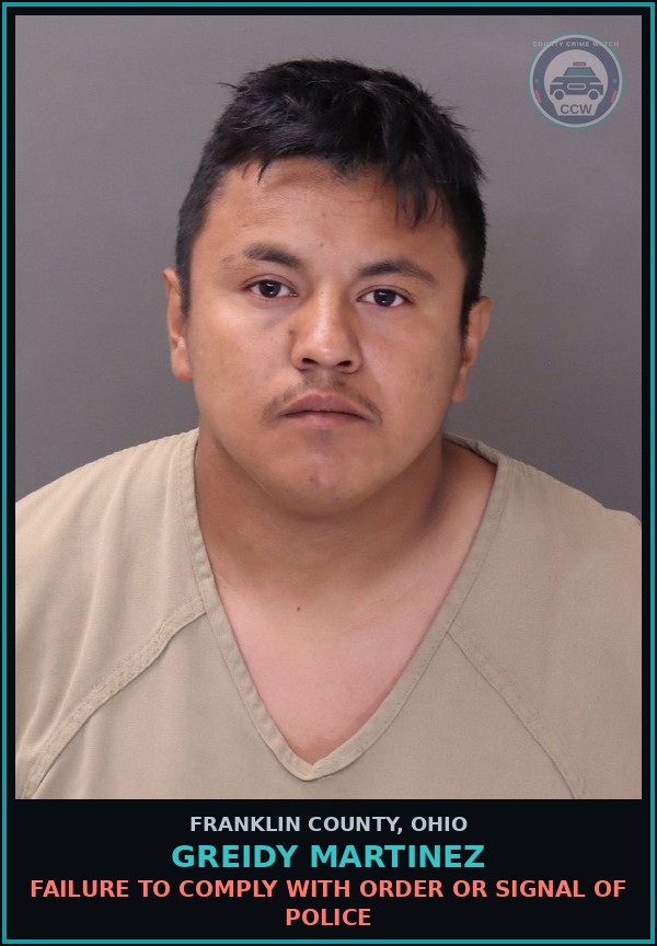 Booking mugshot of Greidy Martinez in Franklin County