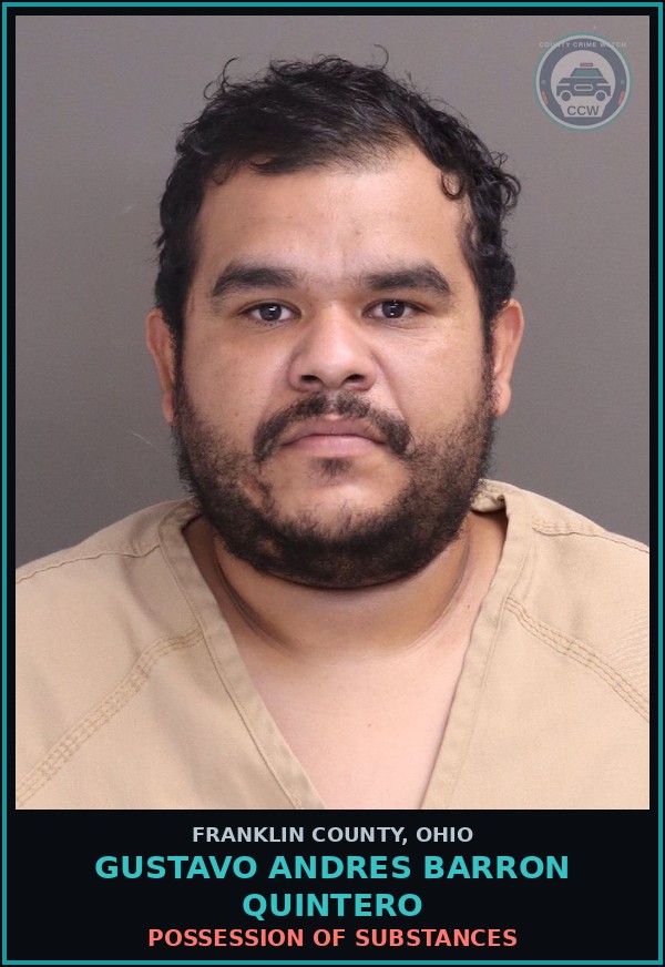 Booking mugshot of Gustavo Andres Barron Quintero in Franklin County