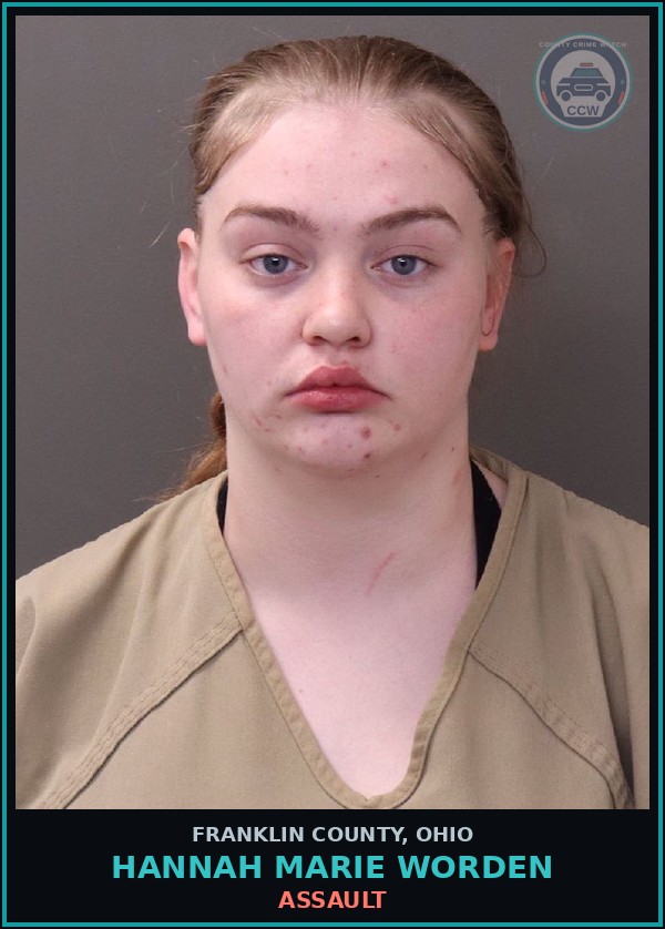 Booking mugshot of Hannah Marie Worden in Franklin County