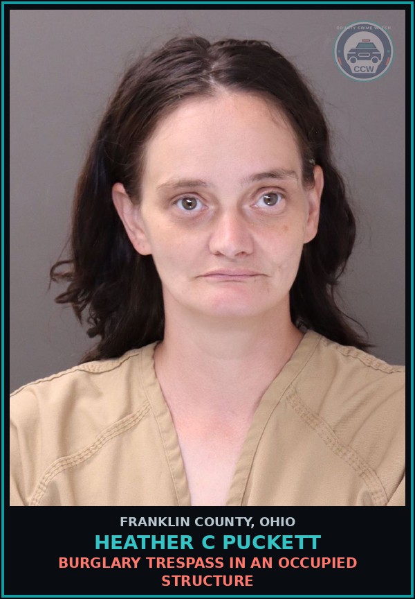 Booking mugshot of Heather C Puckett in Franklin County
