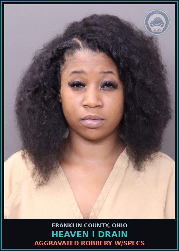 Booking mugshot of Heaven I Drain in Franklin County