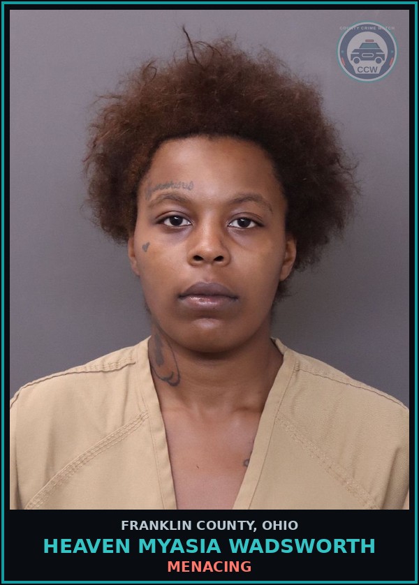 Booking mugshot of Heaven Myasia Wadsworth in Franklin County