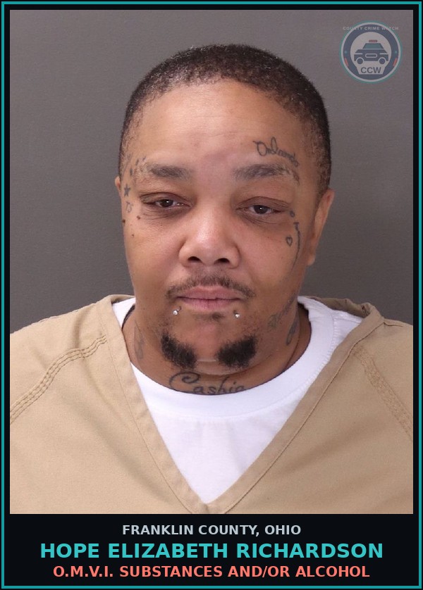 Booking mugshot of Hope Elizabeth Richardson in Franklin County