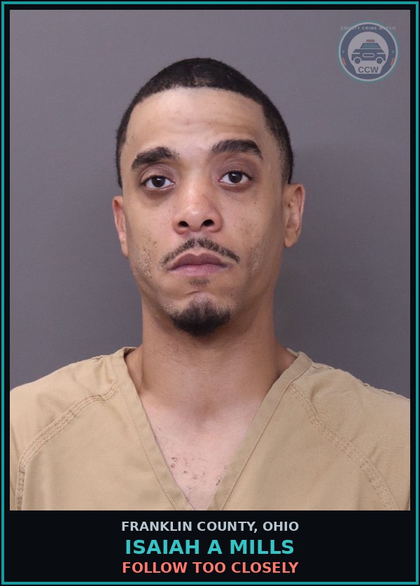 Booking mugshot of Isaiah A Mills in Franklin County