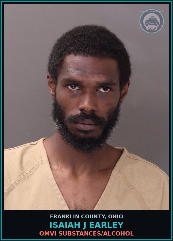 Booking mugshot of Isaiah J Earley in Franklin County