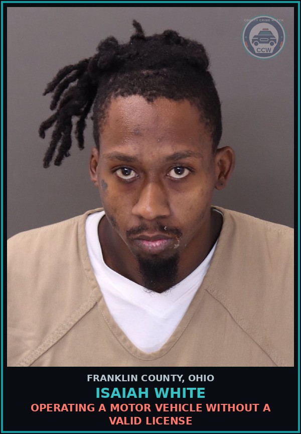 Booking mugshot of Isaiah White in Franklin County