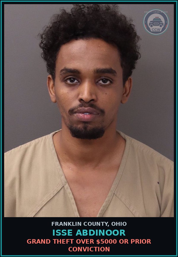 Booking mugshot of Isse Abdinoor in Franklin County