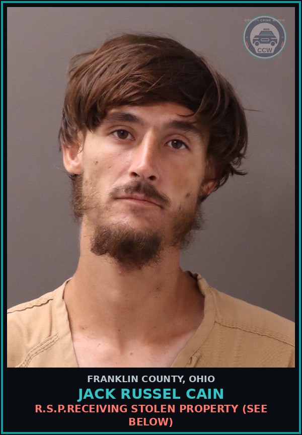 Booking mugshot of Jack Russel Cain in Franklin County