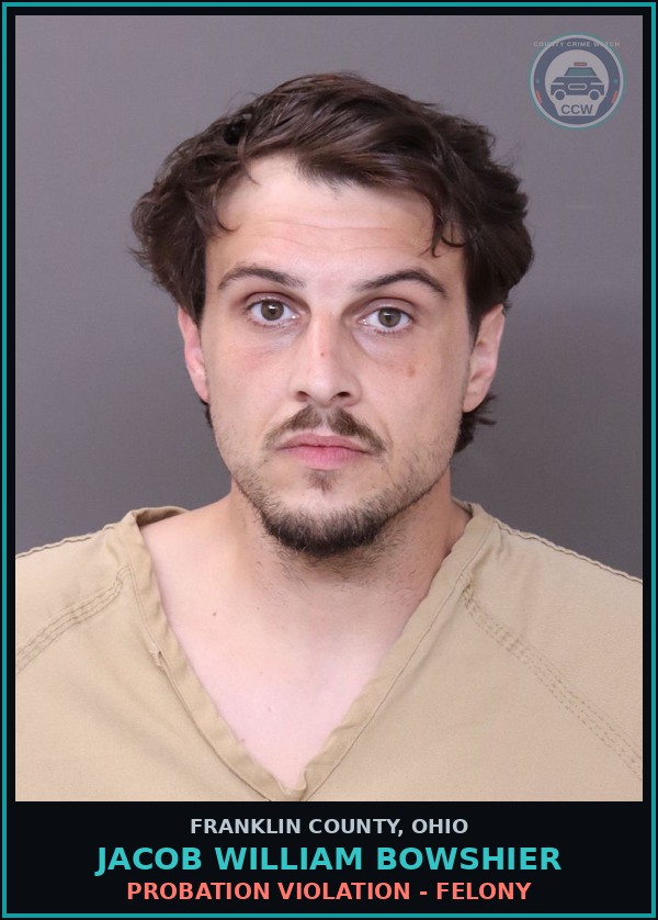 Booking mugshot of Jacob William Bowshier in Franklin County