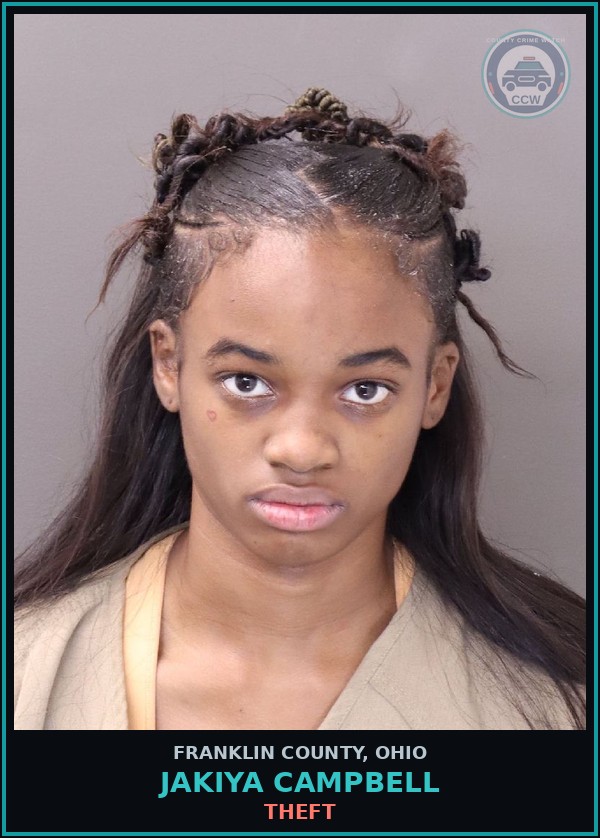 Booking mugshot of Jakiya Campbell in Franklin County