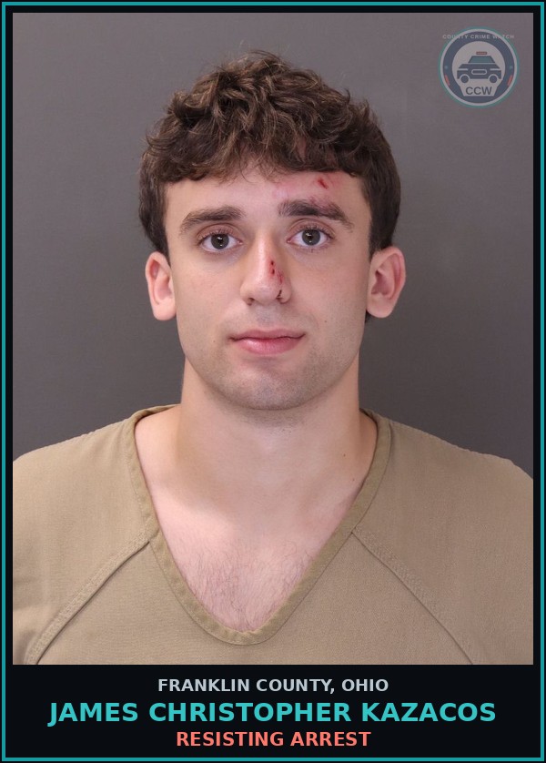 Booking mugshot of James Christopher Kazacos in Franklin County