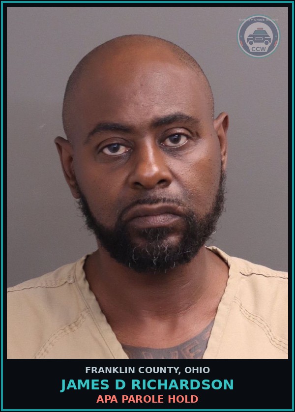 Booking mugshot of James D Richardson in Franklin County