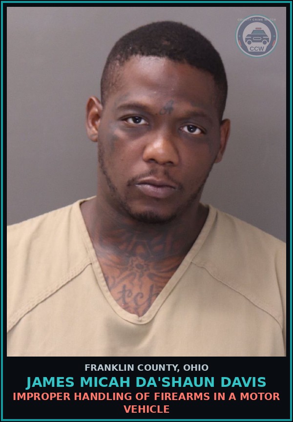 Booking mugshot of James Micah Da'Shaun Davis in Franklin County
