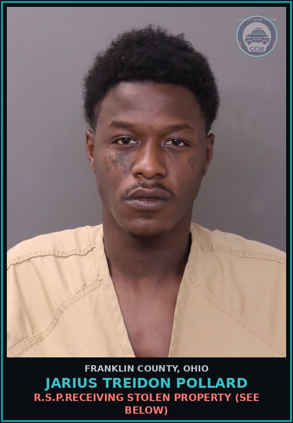 Booking mugshot of Jarius Treidon Pollard in Franklin County