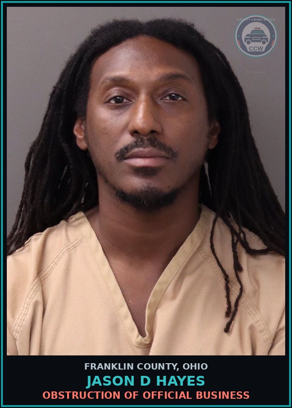 Booking mugshot of Jason D Hayes in Franklin County