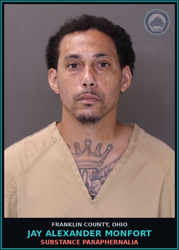 Booking mugshot of Jay Alexander Monfort in Franklin County