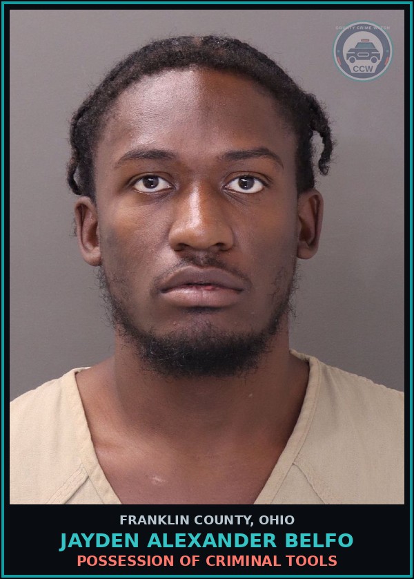 Booking mugshot of Jayden Alexander Belfo in Franklin County