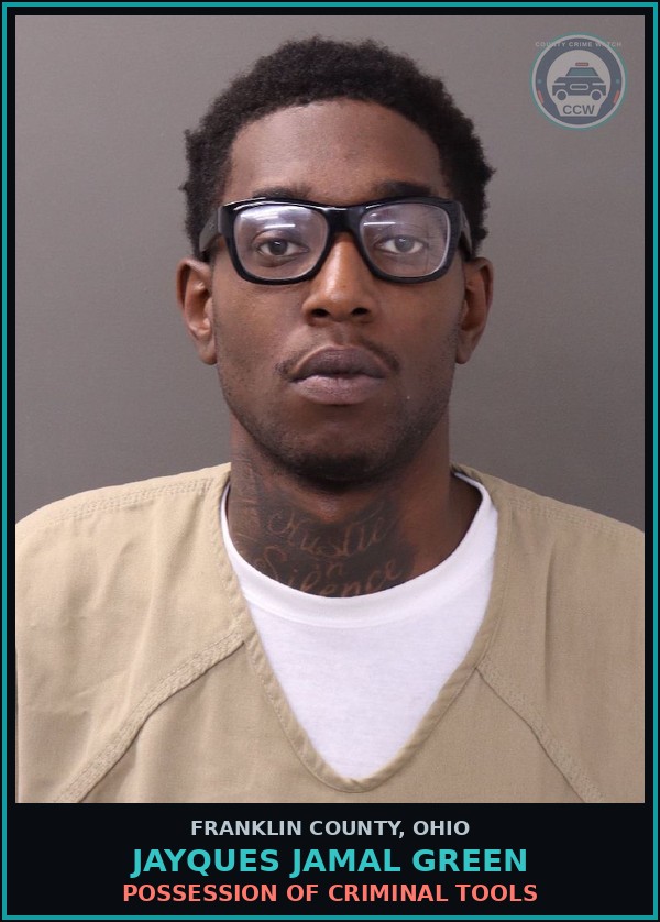 Booking mugshot of Jayques Jamal Green in Franklin County