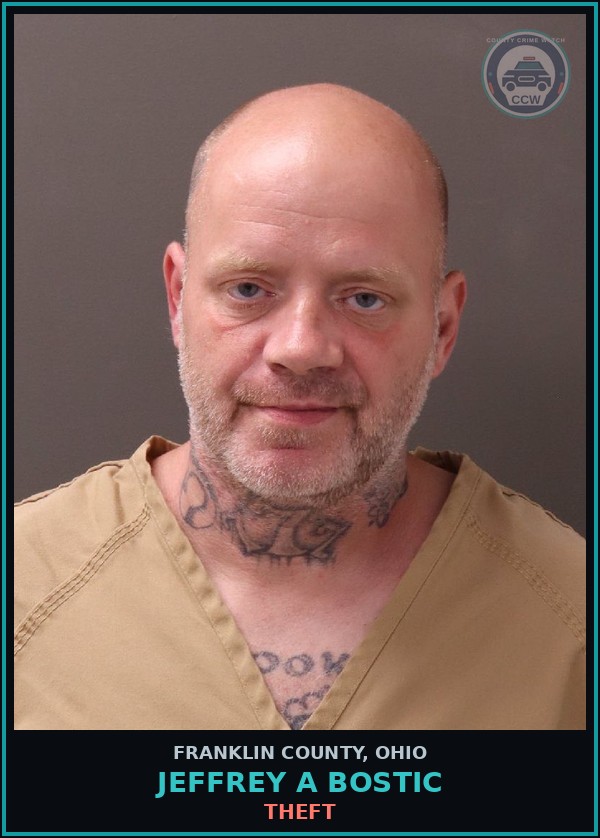 Booking mugshot of Jeffrey A Bostic in Franklin County