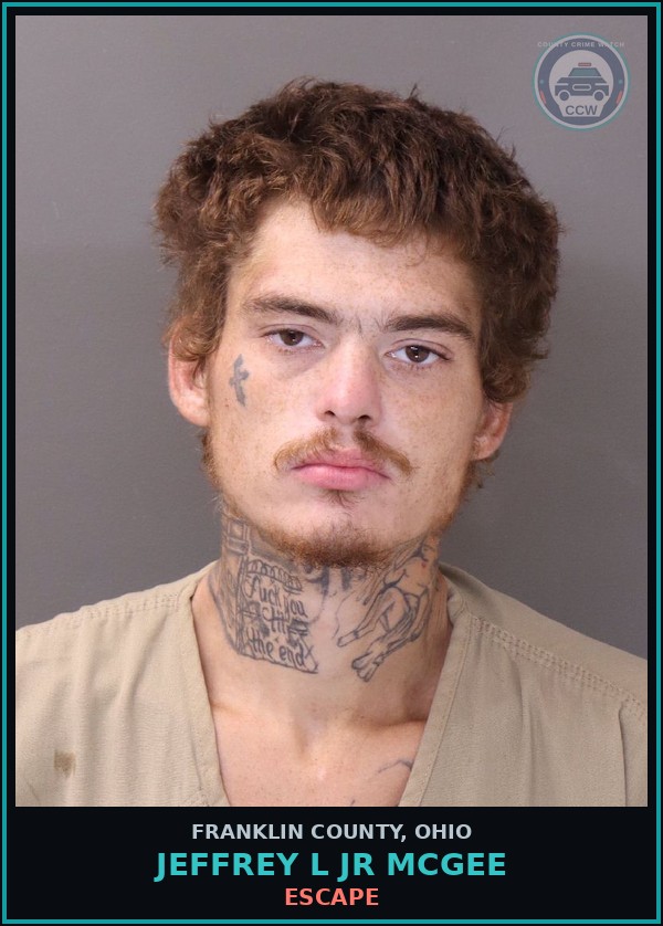 Booking mugshot of Jeffrey L Jr Mcgee in Franklin County