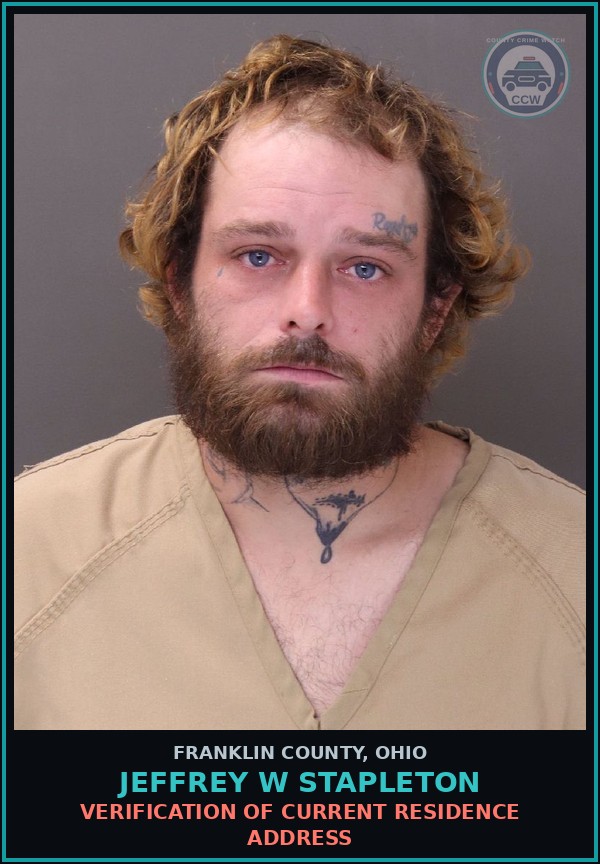 Booking mugshot of Jeffrey W Stapleton in Franklin County