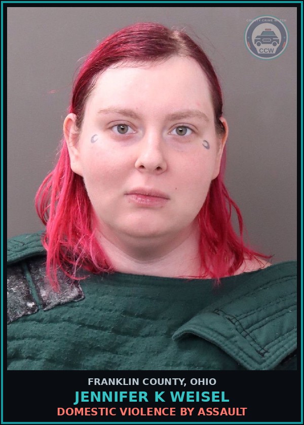 Booking mugshot of Jennifer K Weisel in Franklin County