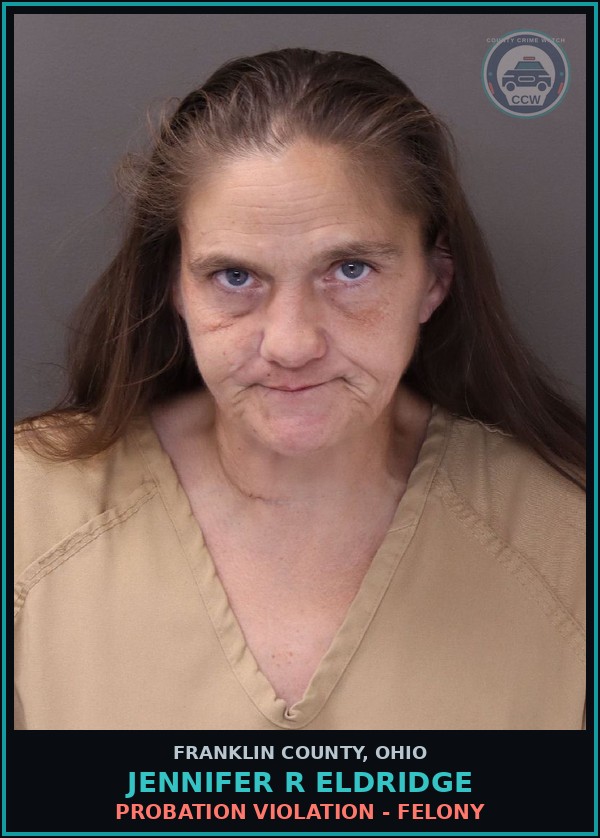 Booking mugshot of Jennifer R Eldridge in Franklin County