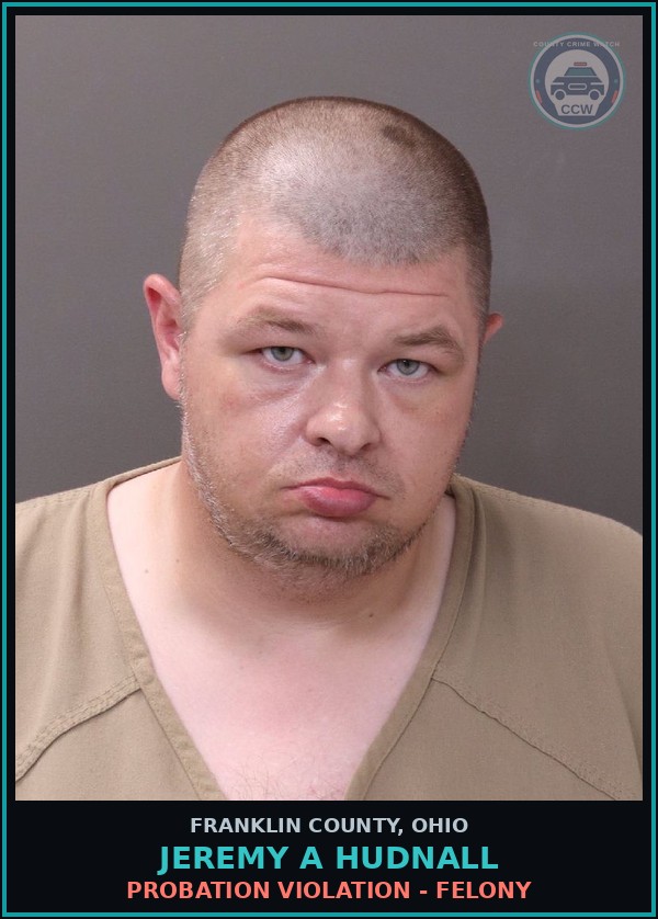 Booking mugshot of Jeremy A Hudnall in Franklin County