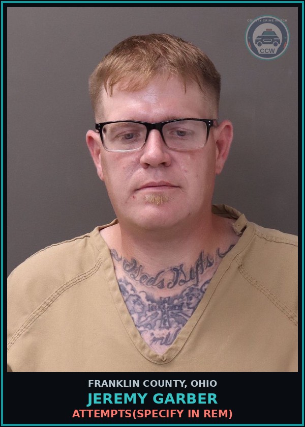 Booking mugshot of Jeremy Garber in Franklin County