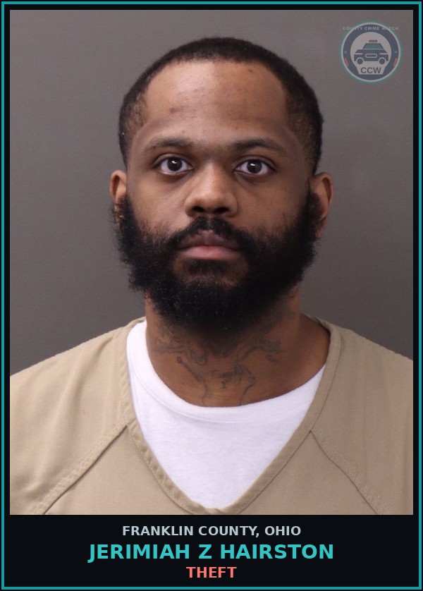 Booking mugshot of Jerimiah Z Hairston in Franklin County