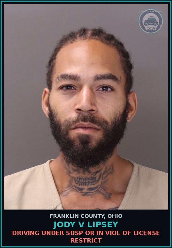 Booking mugshot of Jody V Lipsey in Franklin County