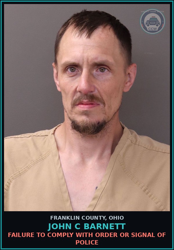 Booking mugshot of John C Barnett in Franklin County