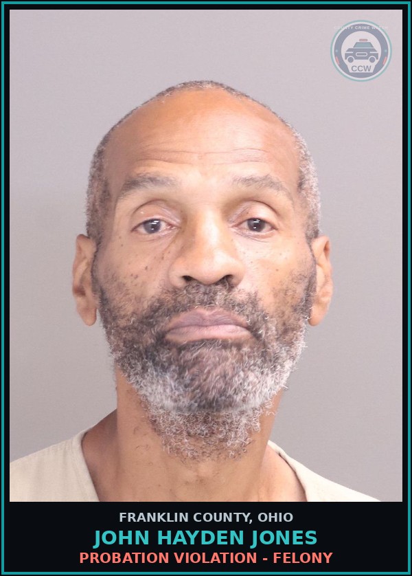 Booking mugshot of John Hayden Jones in Franklin County
