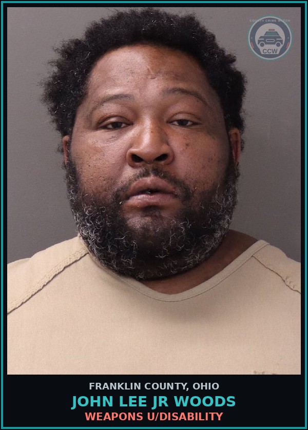 Booking mugshot of John Lee Jr Woods in Franklin County