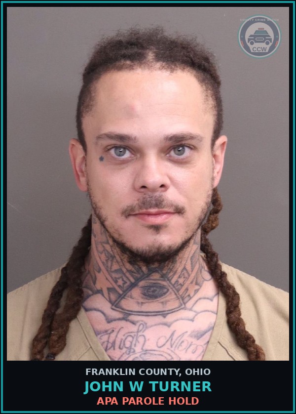 Booking mugshot of John W Turner in Franklin County