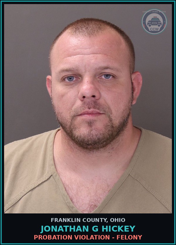 Booking mugshot of Jonathan G Hickey in Franklin County