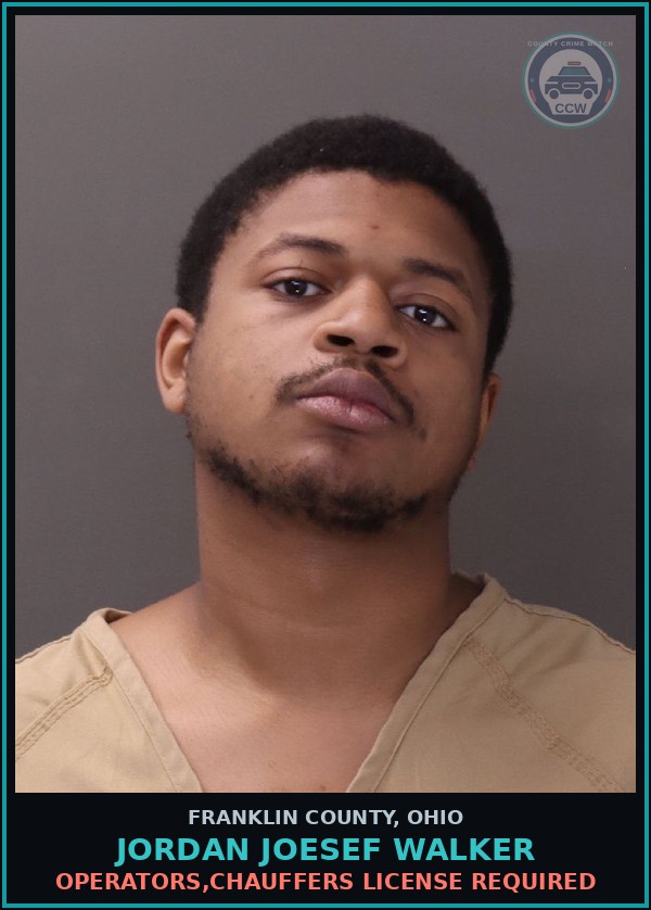 Booking mugshot of Jordan Joesef Walker in Franklin County