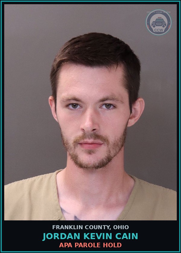 Booking mugshot of Jordan Kevin Cain in Franklin County