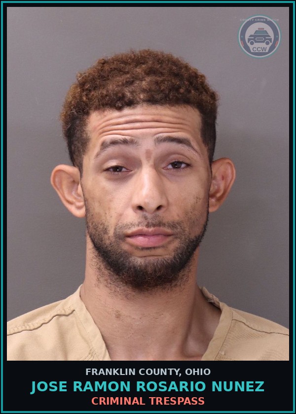Booking mugshot of Jose Ramon Rosario Nunez in Franklin County
