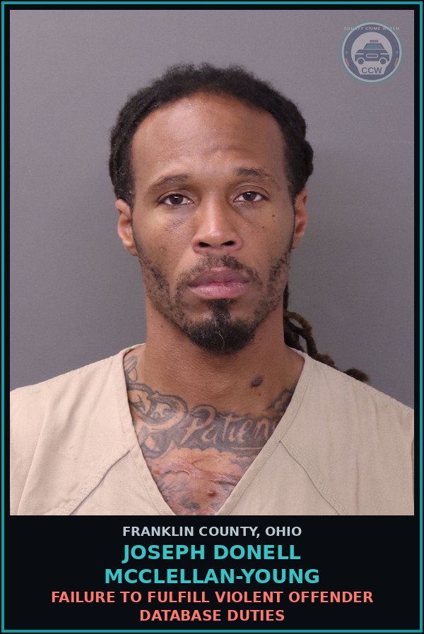 Booking mugshot of Joseph Donell Mcclellan-Young in Franklin County