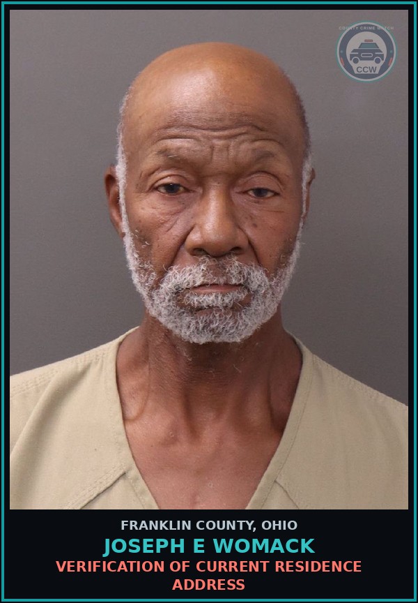 Booking mugshot of Joseph E Womack in Franklin County