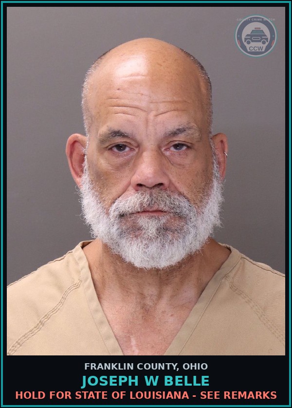 Booking mugshot of Joseph W Belle in Franklin County