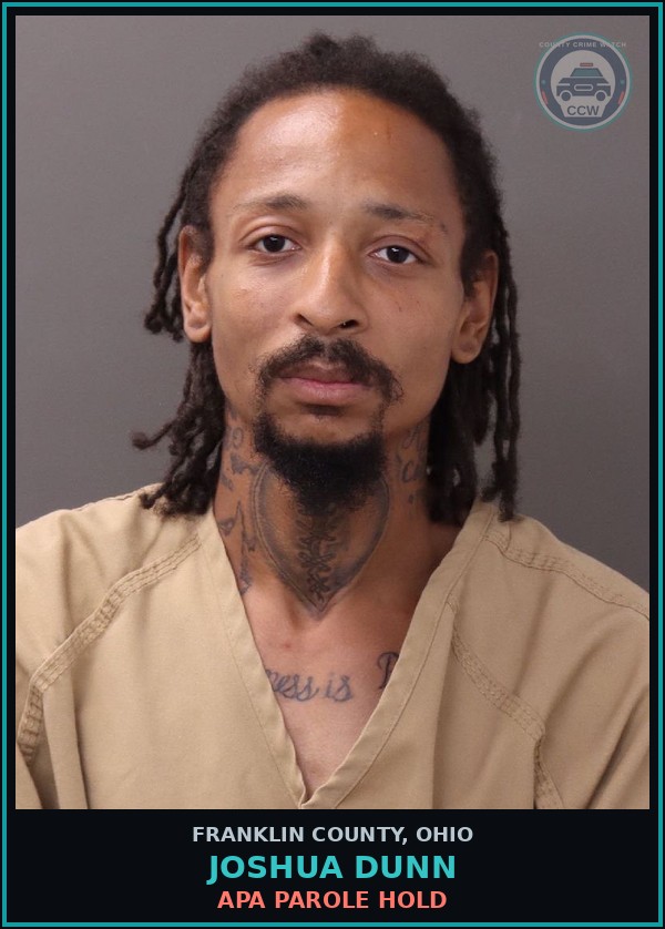 Booking mugshot of Joshua Dunn in Franklin County
