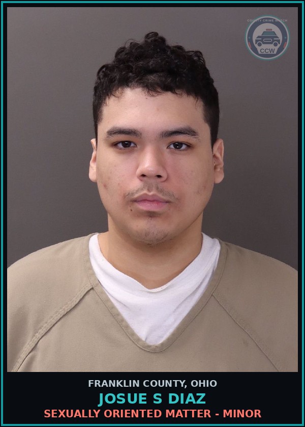 Booking mugshot of Josue S Diaz in Franklin County