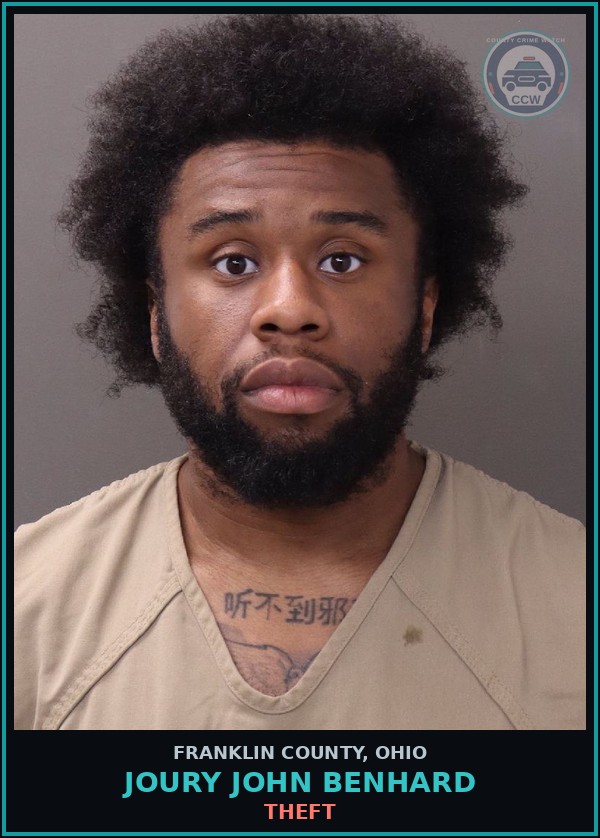 Booking mugshot of Joury John Benhard in Franklin County
